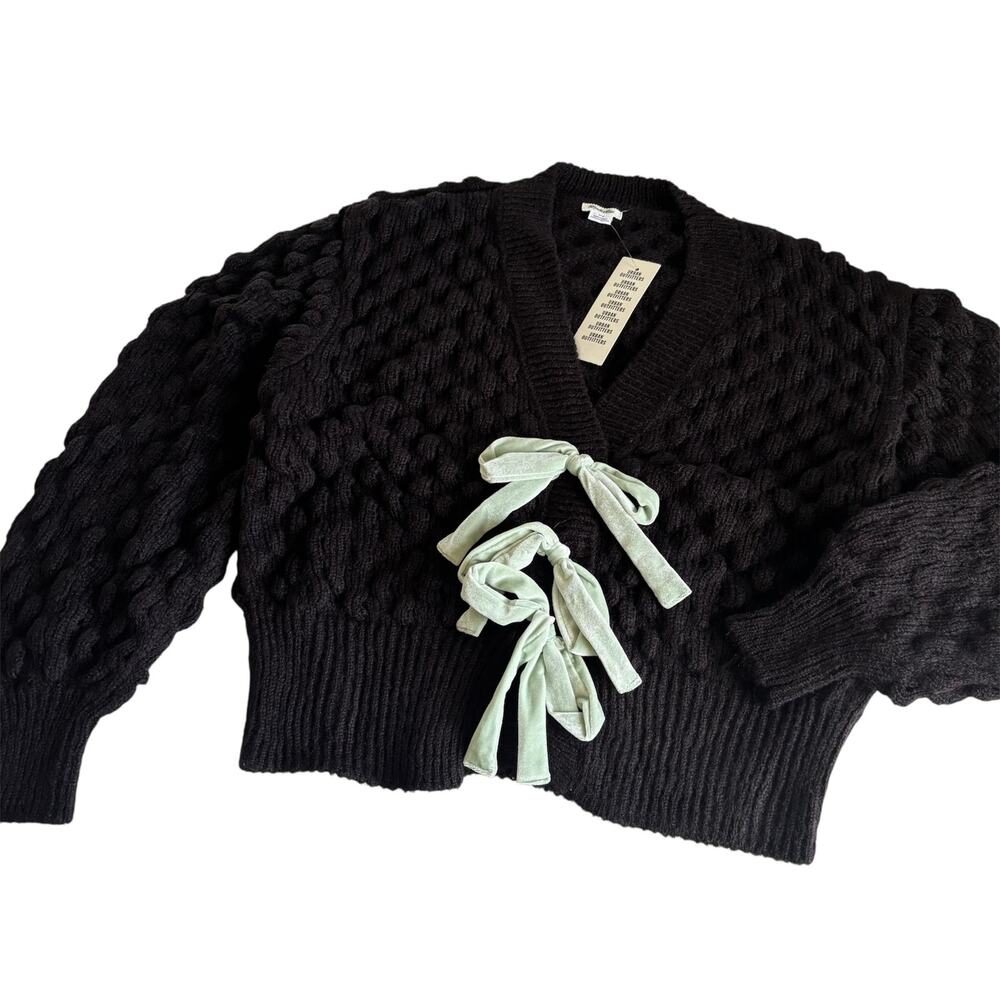 Kimchi Blue Urban Outfitters Cora Mint Bow Black Pull On Cardigan Size Medium